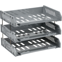 Набор из 3-х лотков горизонтальных сетчатых "Сити" 25х23х34см пластик, серый ЛТГ-30703/ЛТ561