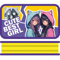 Пенал "Лучшие подружки" 19х10,5х3,5см, прямоугольный, двухстворчатый, ткань ПО-090