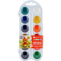 Краски акварельные 12 цветов "Цветик" медовая без кисточки пластиковая упаковка 2742189