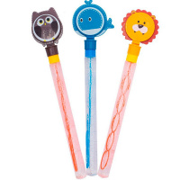 Мыльные пузыри "Животные" 39см, 5 отверстий, 3 цвета, с хлопушкой Y9757-19