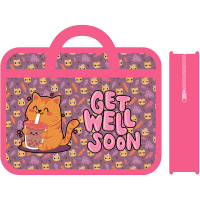 Папка с ручками 33х26х7,5см "Довольный котик" пластик ПМ-А4-25