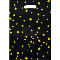 Пакет подарочный "Звезды" 17,5х25см фольга черный Y10434-24