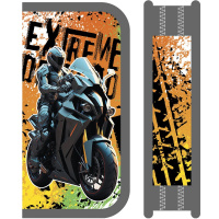 Пенал "Мотогонщик" 19х10,5х3см, прямоугольный, двухстворчатый, SOFT ткань ПО-901