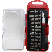 Нож для макетирования 12 сменных лезвий, пластиковый футляр, 2 цвета Y10778-24