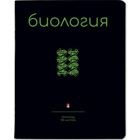 Тетрадь А5 48л клетка Биология "Simple black" на скобе матовая ламинация Soft Touch 7-48-1225/03