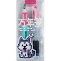 Ручка перьевая "Kawaii animals" 0,38мм синяя + 2 картриджа, круглый корпус, резиновый грип 20-0386