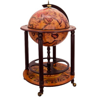 Глобус-бар 56х56х103см напольный, на фигурных ножках, дерево/пластик JF-MG-45003-RN