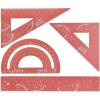 Набор 4 предмета "JuniorGraphix. Арбуз" (линейка 15см, 2 треугольника 10см, транспортир) металл