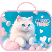 Папка с ручками 33,5х26х6см "Котик в облаках" ткань ПШ-11