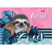 Альбом для рисования А4 24л "Ленивец" склейка, жесткая подложка, глянцевая ламинация 062529