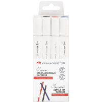 Набор маркеров акриловых двусторонних "Популярные цвета" 4 цв, пулевидный наконечник/кисть