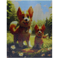 Алмазная мозаика 20х25см "Два корги" полная выкладка ZH4842