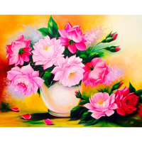 Алмазная мозаика 21х25см "Пионы в белой вазе" частичная выкладка ZS2215