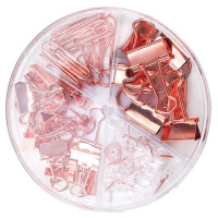 Набор канц.принадлежностей, 4 отделения (гвоздики 20шт, скрепки 30шт, зажимы 22шт) металл, медный