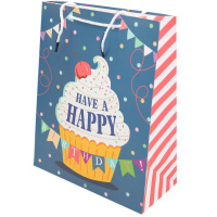 Пакет подарочный "С Днем Рождения" 26х32х12см с блестками 4 вида 5061 L