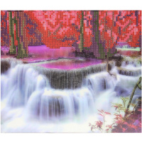Алмазная мозаика 21х25см "Водопад" частичная выкладка JA20979