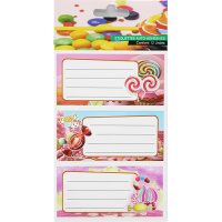 Наклейки для информации 8х3,5см 2л по 6шт, 12шт/уп. 12 видов Y7937-18