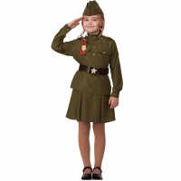 Карн.костюм Солдатка р.36 рост 140см (блуза, юбка, пилотка) текстиль 8009-140-72