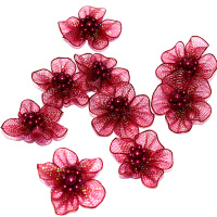 Цветок декоративный Фиалка 2,5см с бусинами, бордовый 9шт/уп. Y9507-19