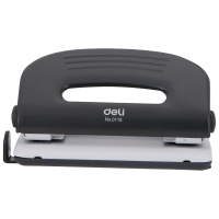 Дырокол "Pro" 10л 2-отв, d-6мм, с линейкой, металл, черный/белый E0118