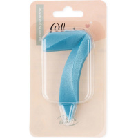 Свеча д/торта "Грани. Цифра 7" синяя бирюза 7см 1917