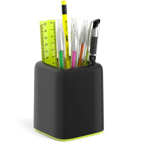 Набор настольный "Forte Accent" 18,5х9х24см 9 предметов, пластик, черный с желтой вставкой