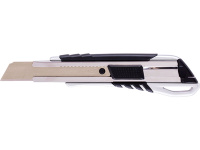 Нож канцелярский 18мм с фиксатором лезвия, сталь, каучуковые вставки Е2057