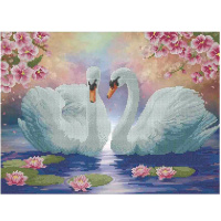 Алмазная мозаика 21х25см "Два лебедя" частичная выкладка ZS2239