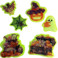 Наклейки витражные "Хэллоуин" 19х19см 6шт. размер 5-8см, 6 видов Y9898-24