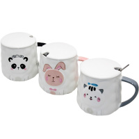 Кружка "Животные" 9х13см с ложкой, керамика 1484-1