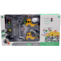 Набор машин "Стройка" пластик 37х20х6см (2 машинки 8см, светофор и камера 16см) LT250089