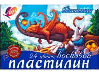 Пластилин 24 цвета 420гр. "Фантазия" восковой, со стеком, картон 25С 1525-08