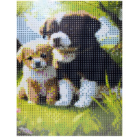 Алмазная мозаика 20х25см "Два щенка" полная выкладка ZH6220