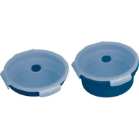 Ланчбокс 0,35л 120х65мм складной круглый, силикон, темно-синий 8090429