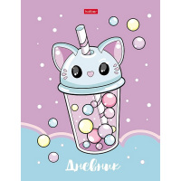 Дневник для 1-11 классов "Кот коктейль" твердый переплет металлик выборочный лак 074403