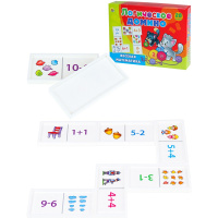 Домино "Веселая математика" пластик (28 деталей 7х3,5см) ИД-5429