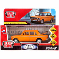 Машина "Жигули. Ваз-2106" оранжевая, инерционная, металл 12см, двери (открывающиеся двери)