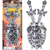 Набор оружия "Доспехи храброго воина" 3 предмета 63x25см пластик (щит, 2 меча) 912-2D