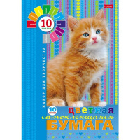 Набор цветной бумаги А4 10цв 10л "Пушистый котенок" 19,4х28см самоклеящаяся 008840