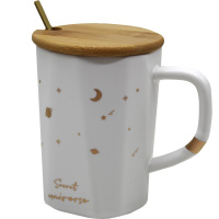 Кружка "Космос" 10,5х8см ложкой и крышкой, 2 цвета, керамика SK3638