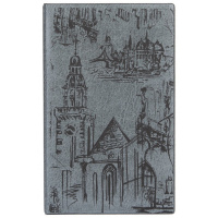 Телефонная книга 130х190мм с файлами для визиток, пвх, серая с городом 2127.К-116