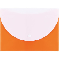 Папка-конверт на кнопке А5 пластик 0,18мм с карманом, оранжевая Е38978