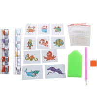 Алмазная мозаика 6,5х8см "Морские обитатели" 10шт. на стикере частичная выкладка M-11877