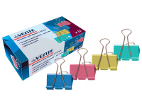 Зажим для бумаг 19мм 12шт. цветной, ассорти, в картонной коробке 4131314