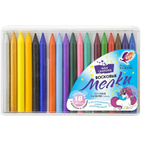 Мелки восковые 18 цветов "Волшебная палитра" 8ммх90мм круглые (золото,серебро) в пластик.футляре