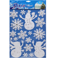 Наклейка "Снеговики и снежинки" 50х30см 210506-188