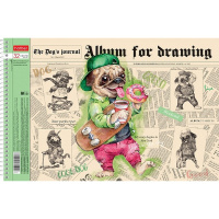 Альбом для рисования А4 32л "Мопс" на спирали, перфорация на отрыв, 5 дизайнов 074774