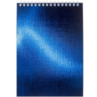 Блокнот А5 80л клетка на спирали, бумвинил металлик синий 093254
