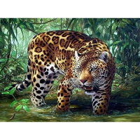Алмазная мозаика 30х40см "Леопард на охоте" полная выкладка GB74842
