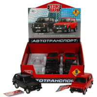 Машина "LADA 4x4" цвет ассорти, инерционная, металл 12см (открывающиеся двери) LADA4X4-12DB6-MIX